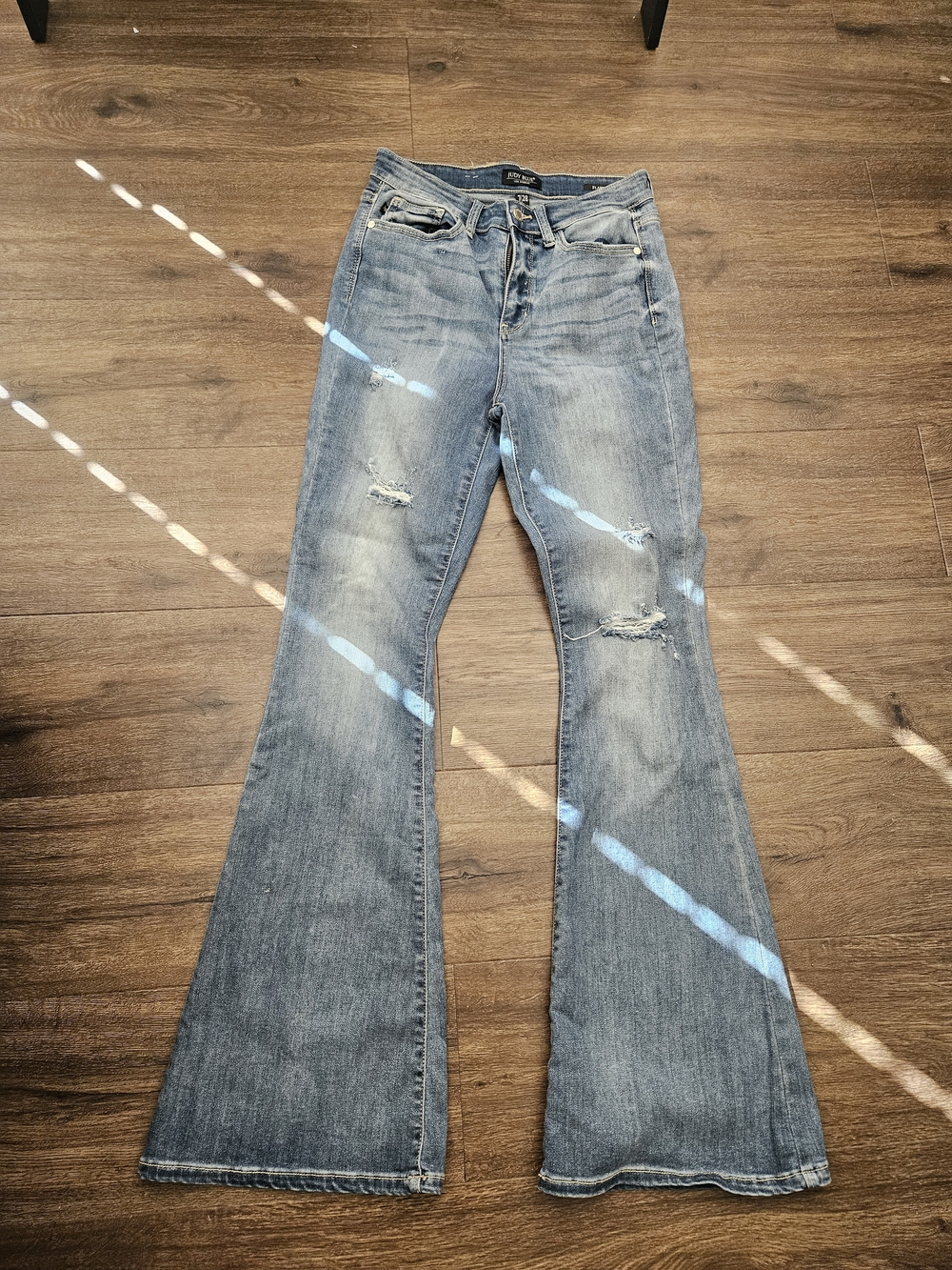 Judy Blue Medium Wash Distressed Flare Jeans